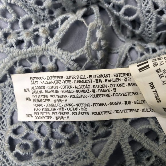 Zara Women High Waist Midi Length Skirt Blue Cotton Lace Pencil Skirt, Small - Picture 8 of 13